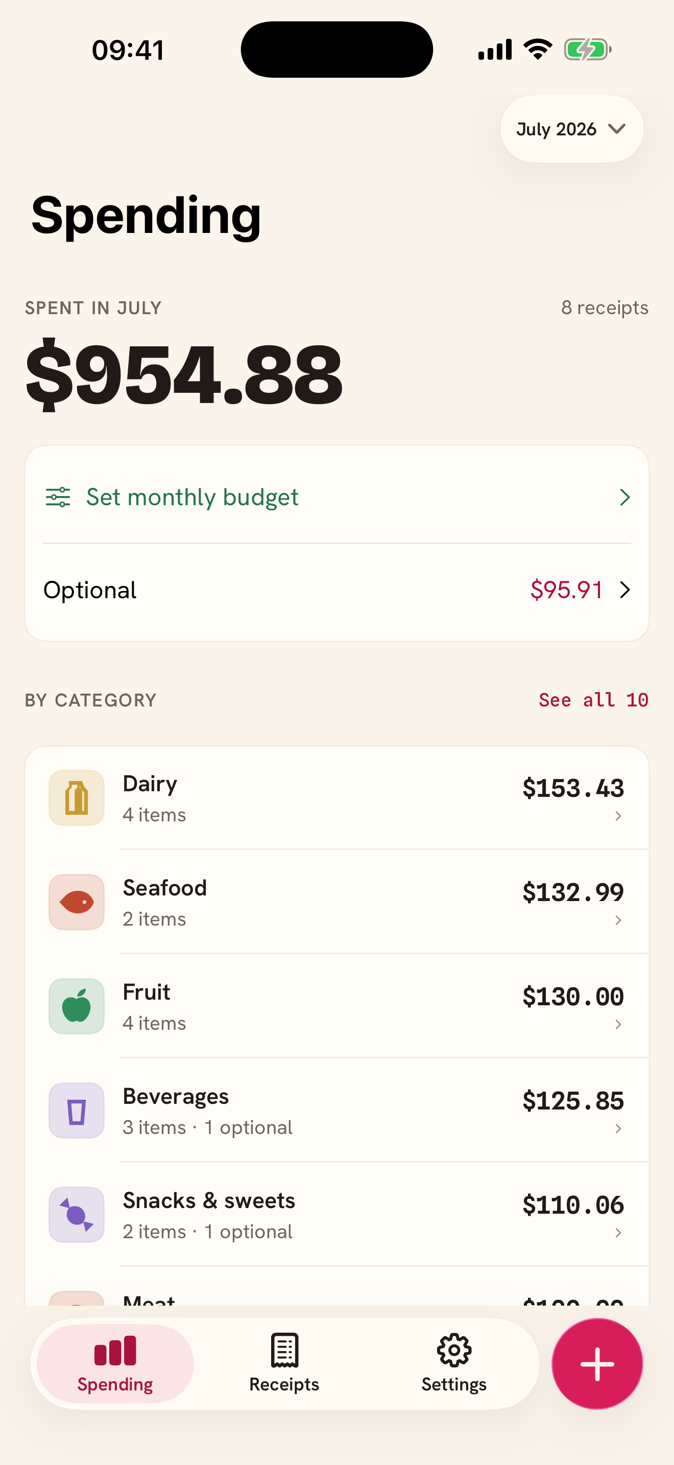 Partner’s iPhone showing the same July spending